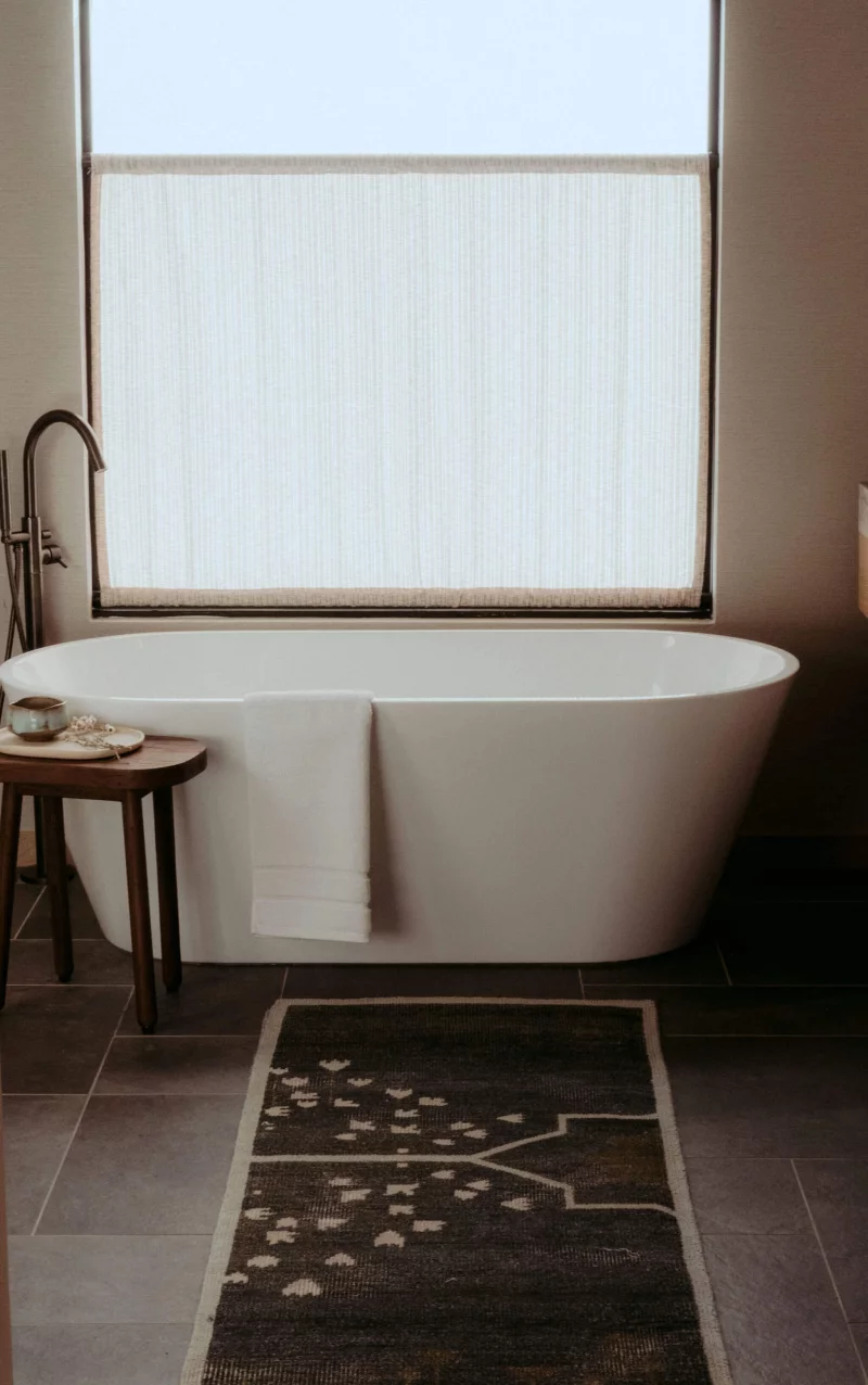 En-suite bathrooms at Wildflower Farms in the Hudson Valley.